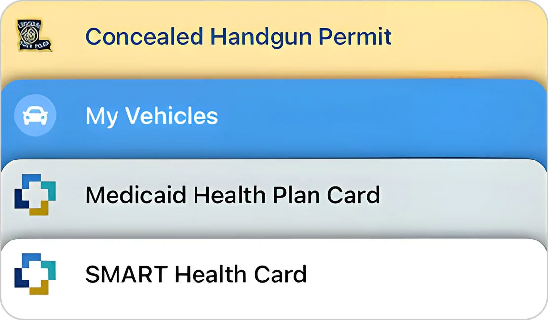 A group of stacked health and permit cards